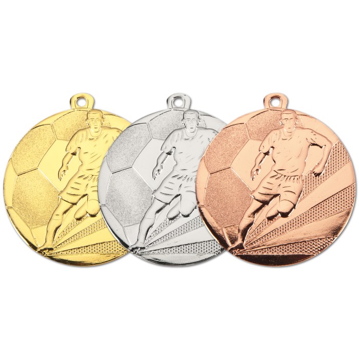 50MM FOOTBALL BALL RAY FIGURE MEDAL - GOLD, SILVER & BRONZE